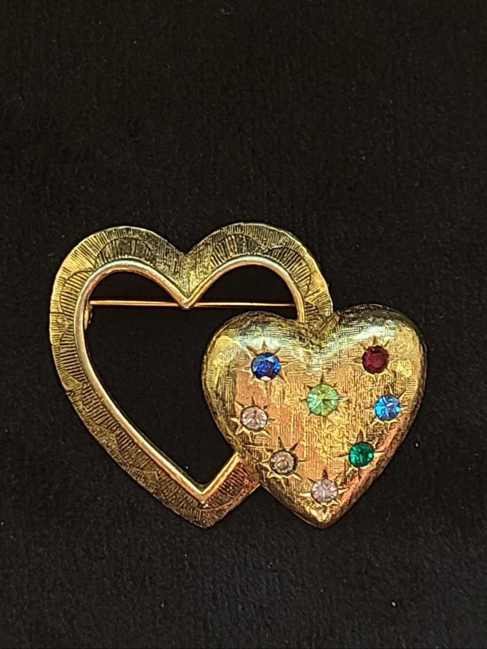 Uranium Glass Heart Vintage Brooch
